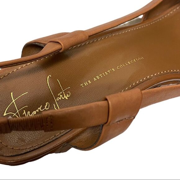 FRANCO SARTO Cognac Leather Square Toe Wedge Summer Sandals 11.5 - Picture 12 of 12